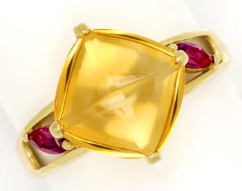 Foto 1 - Designer-Gold-Ring mit 10ct Citrin und roten Turmalinen, Q0455