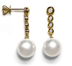 Foto 1 - Feine echte Suedsee Perlen an Brillanten-Ohrhänger 14K, S1178