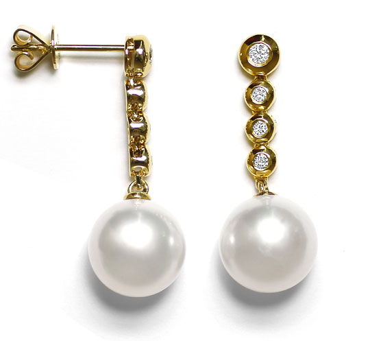 Foto 2 - Feine echte Suedsee Perlen an Brillanten-Ohrhänger 14K, S1178