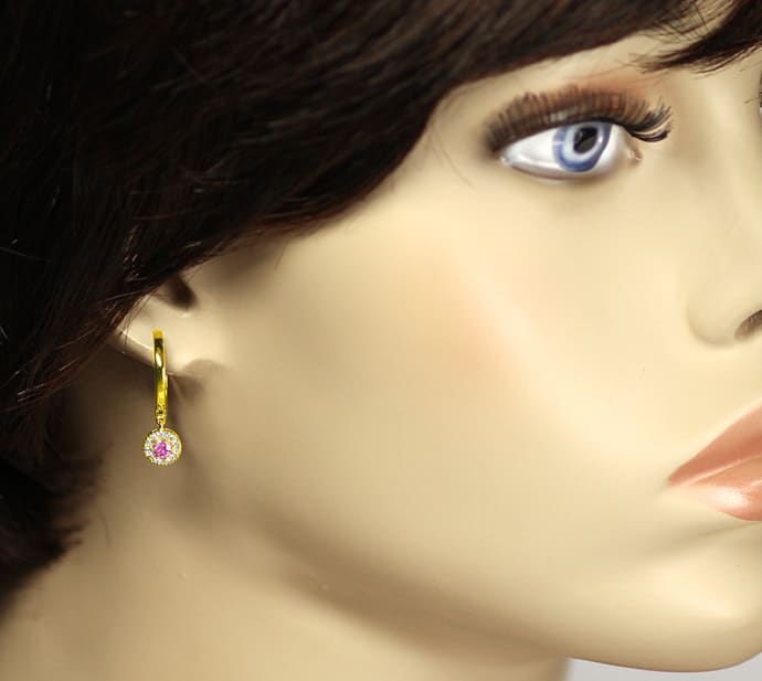 Foto 2 - Gold Creolen mit rosa Saphir Diamant Hänger, S2717