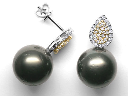 Foto 1 - Diamant Tahiti Perlen Ohrringe 12,4mm Perlen, S4395