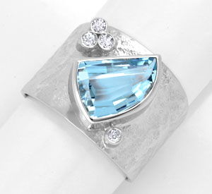 Foto 1 - Diamant Aquamarin Ring Handarbeit 18K Weiss, S6034