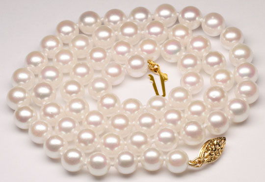 Foto 1 - Rose Weiss Akoya Perlenkette 6 6,5mm Goldschloss, S6814
