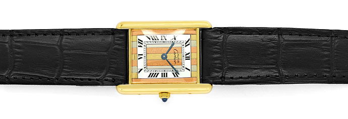 Foto 1 - Must de Cartier Tank Vermeil Drei Gold-Uhr, Faltschieße, U2156